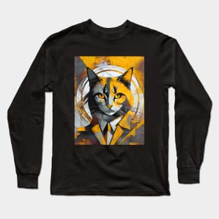 Cat Portrait: Sir Purrington's Golden Aura Long Sleeve T-Shirt